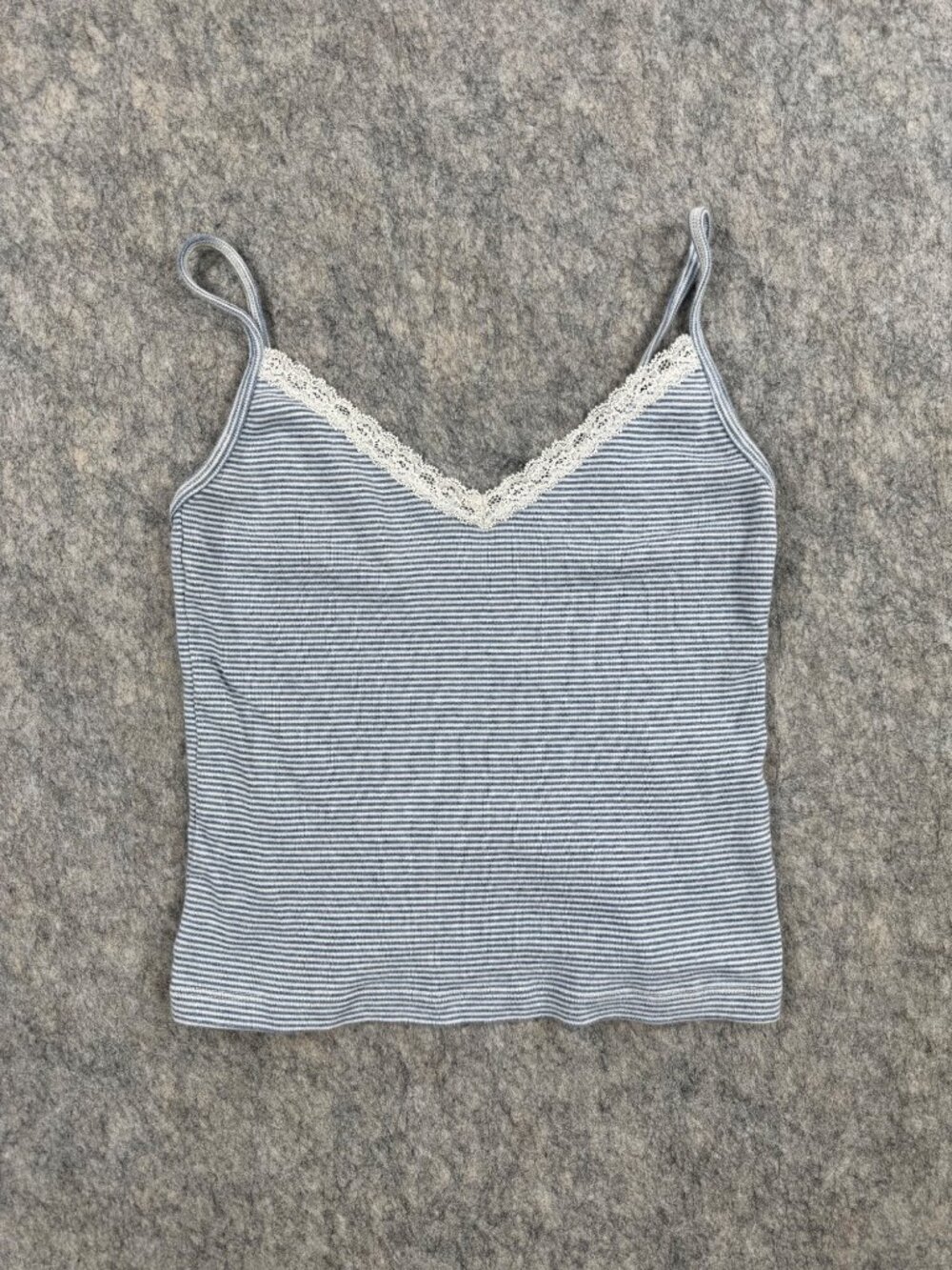 Brandy Melville Cami Lace Trip Striped Blue White Spaghetti Strap
